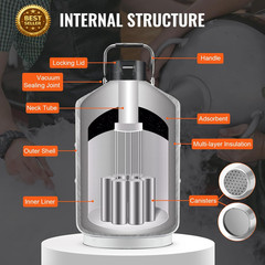 10L Liquid Nitrogen Tank Aluminum LN2 Dewar Cryogenic Container 6 Canisters Bag