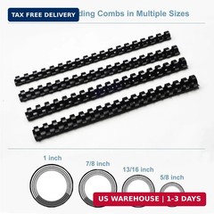 Rayson CR16202225BK Plastic Binding Combs 5/8 in. 13/16in, 7/8in, 1in, 19-Ring L