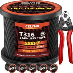 Black Stainless Steel Cable for Railing – 500FT 1/8″ T316 Wire Rope for Deck …