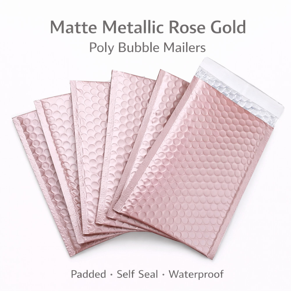 Matte Rose Gold Poly Bubble Mailers #2 8.5×12 Padded Envelopes 25 50 100 200