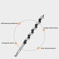 Auger Wood Drill Bits Hex Shank Dia 6-25mm Sharp Cut Hole Length 230mm & 460mm