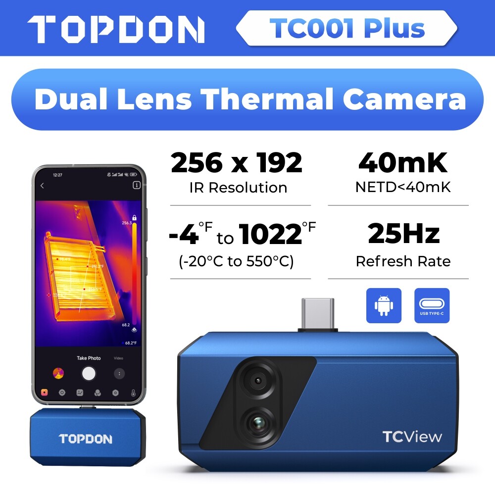 TOPDON TC001 Plus Compact Thermal Imaging Camera for USB-C Android Night Visible