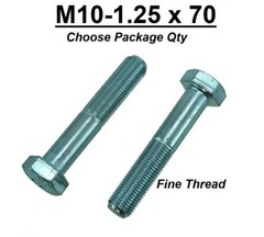 M10-1.25 x 70mm Grade 10.9 Hex Cap Screw Bolts Metric Zinc Hardened FINE THREAD