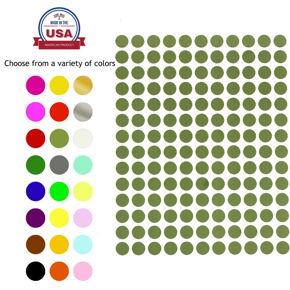 Royal Green Small Dots Colors Circles Stickers 3/8 Inch Round 10mm Labels