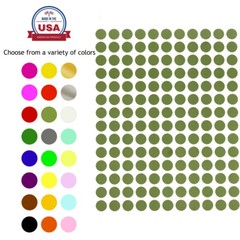 Royal Green Small Dots Colors Circles Stickers 3/8 Inch Round 10mm Labels