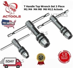 New Adjustable T-Handle Tap Wrench Set Of 3 Pcs M1-M4 / M4-M8 / M6-M12 USA