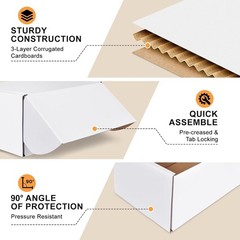 9x6x2 Inches Corrugated Shipping Boxes – 2 Pack White for Eco-Friendly Mailing