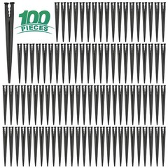 100 Pack 1/4 Inch Drip Irrigation Support Stakes, Plastic, 5.68 Inch, Barb Conne
