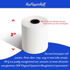 3″ x 165′ 1 PLY BOND PoS RECEIPT PAPER 50 ROLLS ** FREE SHIPPING **