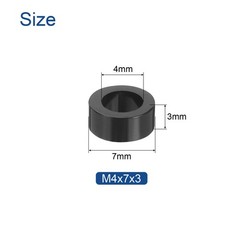 100pcs Nylon Round Spacers 4mm ID, 7mm OD, 3mm Height Screws Spacers