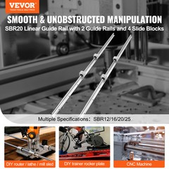VEVOR 2PCS SBR20 1500mm Linear Guide Rail Slide Rail 4 PCS SBR20UU Bearing Block