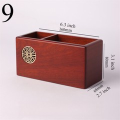 1pcs Wood Pen Holder Box Chinese Style Office Wooden Desktop Organizer Box