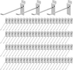 Polmart 10 Inch Heavy Duty Slatwall Panel Hooks Silver 96 Pack