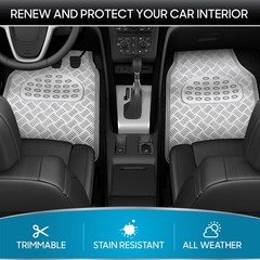 Bdk Metallic Chrome Car Floor Mats All-Weather Universal Fit Automotive Floor