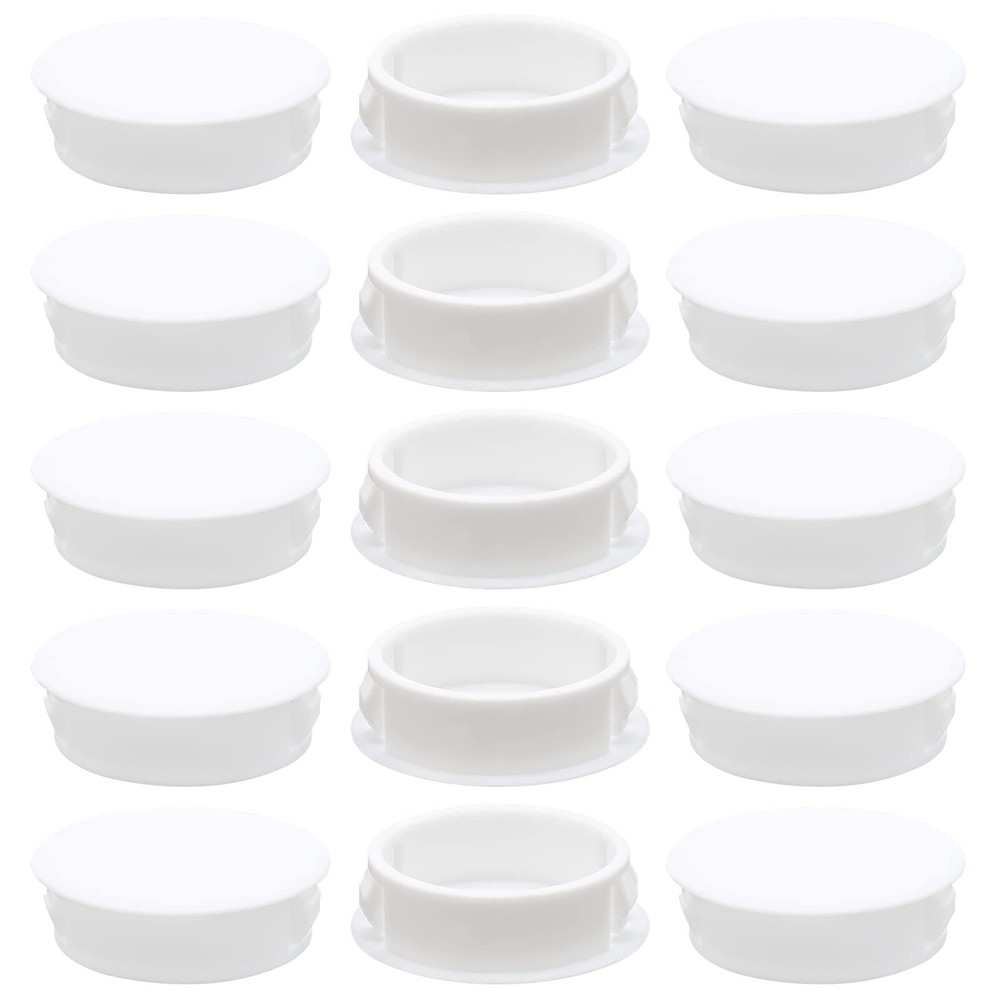 15PCS 50mm/2″ White Hole Plugs Plastic Flush Pipe Insert End Caps (White)