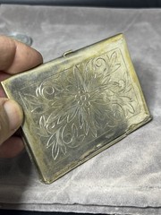 Antique Silver Tone Handcrafted Business Card Holder 2.3/4″ x 3.3/4″