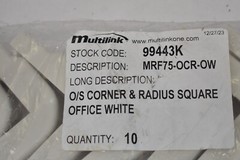 Lot of 10 Multilink O/S Corner & Radius Squares Office White Finish 99443K