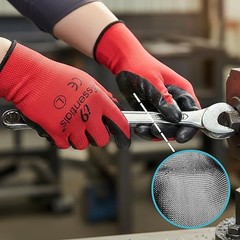 Safety Work Gloves Bulk Nitrile Red Coated Durable, Washable, Reusable Men Women