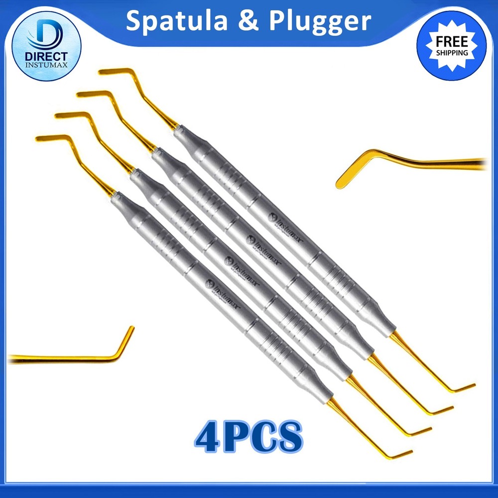 Titanium Gold Dental Filling Kit – 4-Pc Spatula & Plugger Set – Precision Tips