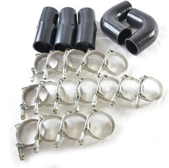 2″ 8-Pcs Universal Intercooler Pipe Piping Turbo Polished Aluminum Kit with Sili