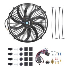 SSN 16″ Electric Radiator Cooling Fan Thermostat Wiring Switch Relay Kit, Pus…