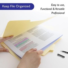 1/3 Cut Manila File Folders Letter Size Left Right 12-Count File Organizer