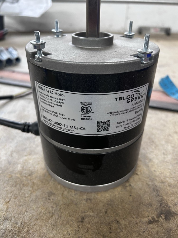 Telco Green NEMA 42 EC Motor BMNA42-180ES 230VAC 1.4A Corded 4in x 6in
