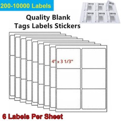 3-1/3″ x 4″ Mailing Shipping Labels 6 Per Sheet For InkJet & Laser Printer 6 UP