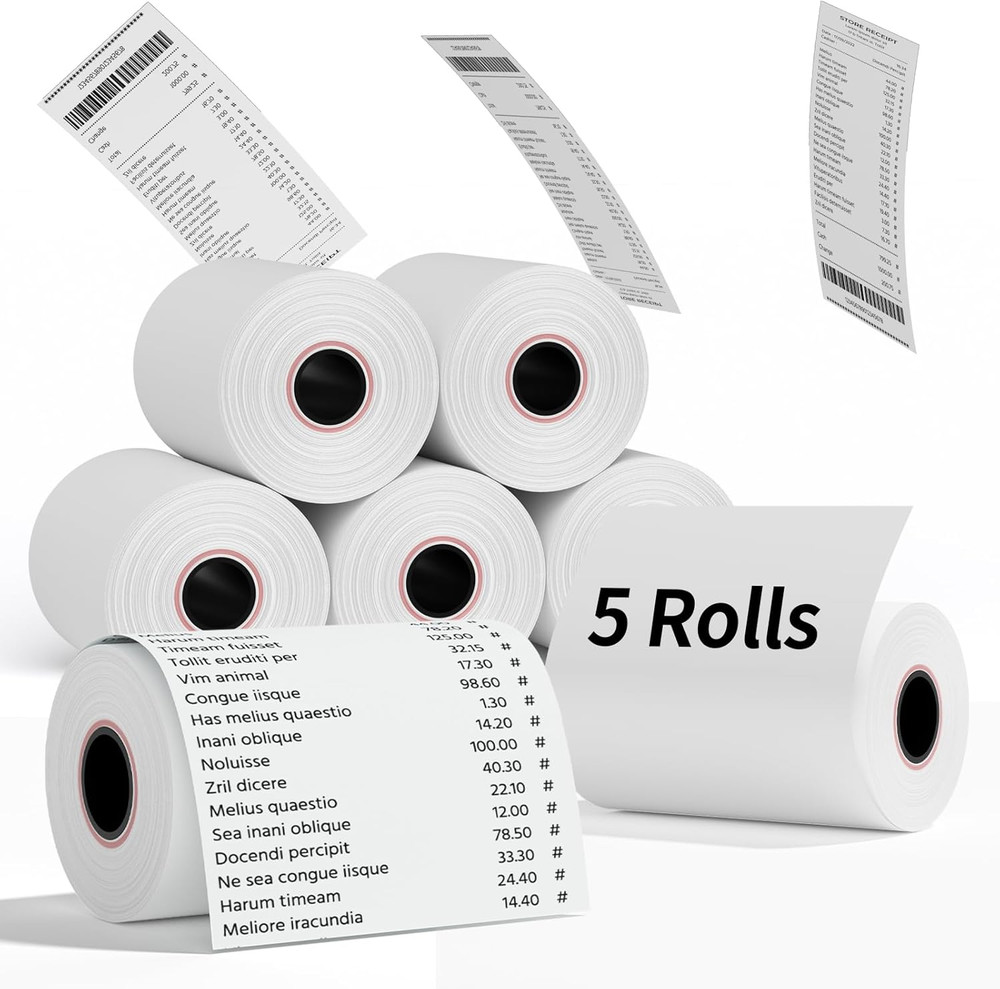(5 Rolls) 2 1/4″ X 85′ Thermal Receipt Paper Rolls, Cash Register POS Thermal Pa