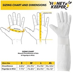 Beekeeping Ventilated Gloves Goatskin Leather, Canvas Sleeve Elastic Cuff, Sm