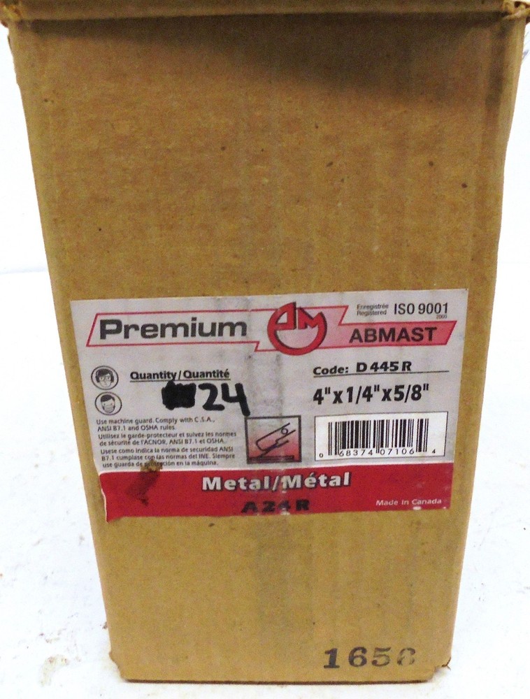 PREMIUM DEPRESSED CENTER WHEEL, D445R, 4” X 1/4” X 5/8”, 13300RPM, LOT OF 24