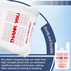 White Thank you T shirt bag, Grocery shopping bag Reusable and Disposable