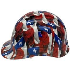 Texas Wavy Flag Hydro Dipped Cap Style Hard Hat with Ratchet Suspension