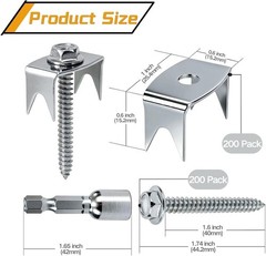 Effortless Fence Staples: 200 Pcs Reusable 1.6 Inch Steel Screws with Hex Socket