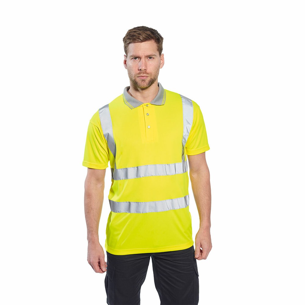 Portwest S477 Hi-Vis Reflective Safety Work Short Sleeve Polyester Polo ANSI