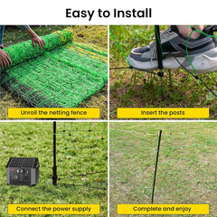 Electric Fence Netting Kit, 164′ x 35.4″ for Livestock with 14 Posts