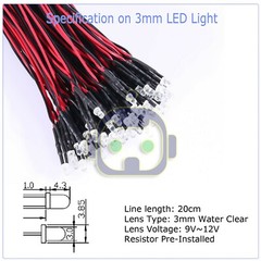 1.8mm 2mm 3mm 5mm 8mm 10mm Pre Wired LED DC9-12V Lights Emitting Diodes