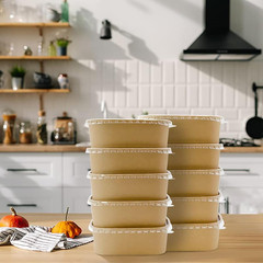 25Oz Disposable Paper Bowls with Lids, 50 Sets Salad Bowls to Go for Lunch Micro