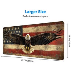 Bald Eagle Extended Mouse Pad Vintage 31.5L x 11.8W inches,