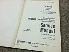 OEM Factory Allison Transmissions DP 8000 Series Service Supplement Manual