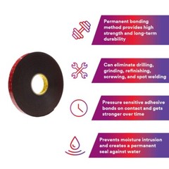 3M 5952 VHB Tape, Black 1/2″ Wide x 36 Yards Long, 45.0 Mil (Pack of 1)