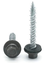 #10 Hex Washer Head Roofing Screws Mechanical Galvanized | Charcoal Finish