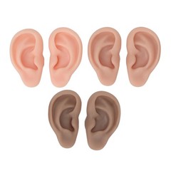 3 Pairs Silicone Ear Model Soft Flexible Ears 3 Colors Artificial Reusable For