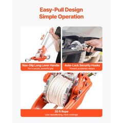 Uimoso Heavy-Duty Rope Puller with 6614 lbs Capacity and 35 ft Durable Rope