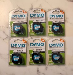 Dymo LetraTag LT Label Refills White Plastic Label Tape 1/2″ x 13 ft – LOT OF 6