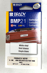 Brady BMP21 Label Cartridge White Vinyl 3/4″ x 21 ft B595 #142797 19.1 x 6.4 mm