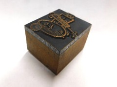 Vintage Letter Press Stamp Print Block Medical Themed Copper & Wood