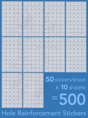 500ct Paper Hole Reinforcements — Label Sticker Binder Ring Punch Hole Protector