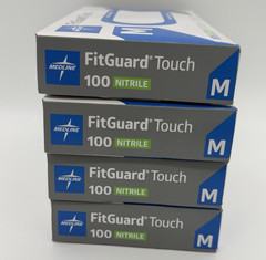Medline FitGuard Touch Nitrile Exam Gloves Medium Blue Powder Free 400 Ct 4 Box