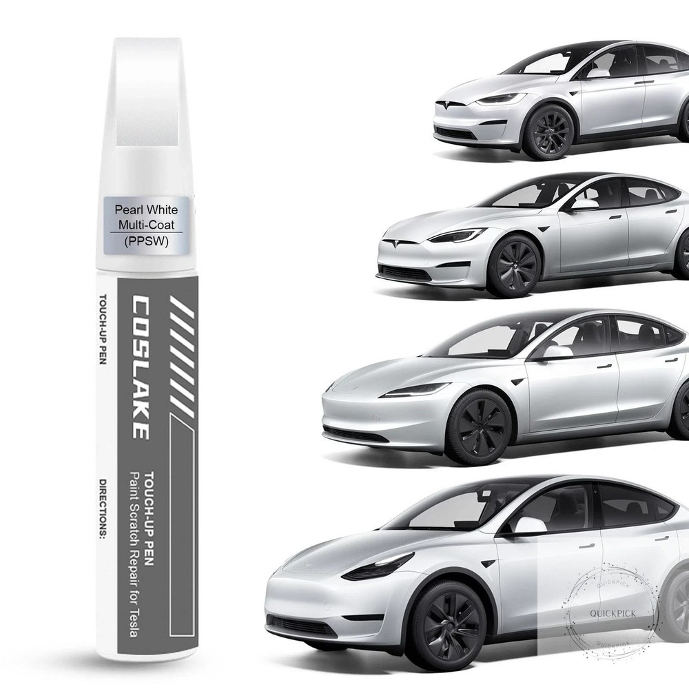 Car Touch Up Paint(Pearl White Multi-Coat(PPSW)) for Tesla Model Y/3/S/X, 2 in 1